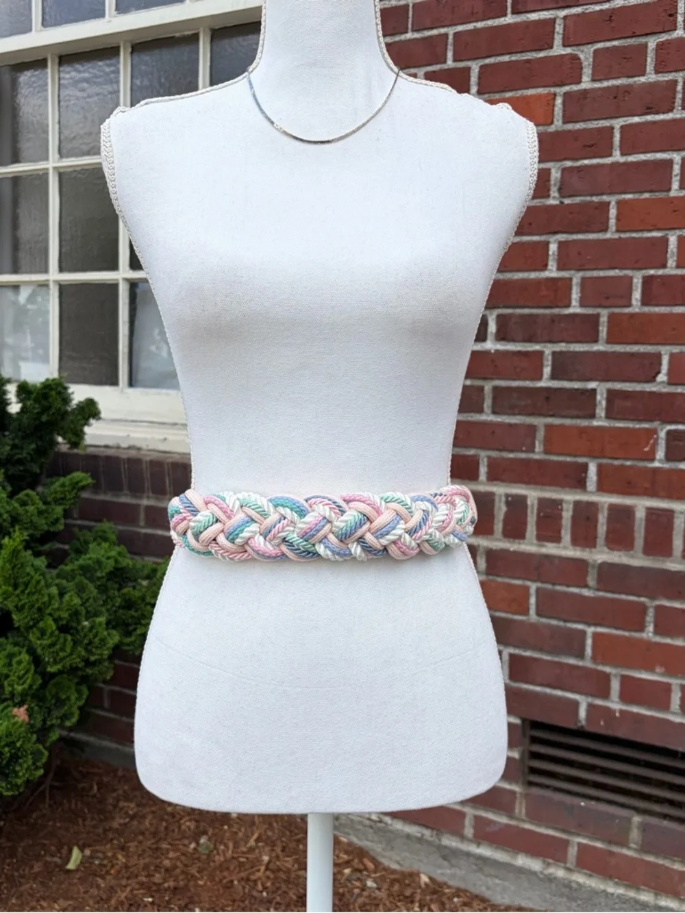 Vintage 80s Pastel Braided Rope Elastic Belt